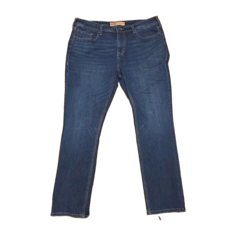 seven7 mens 38x32 slim straight fit jeans dark wash blue stretch sn1955h1 denim